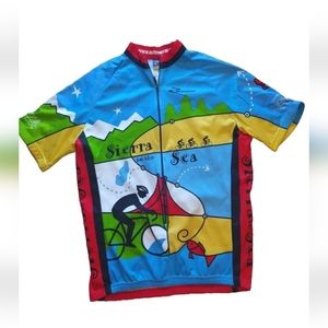 BIKEWEAR Men's L Cycling Jersey Zip Shirt Sierra To The Sea Raglan Short Sleeve